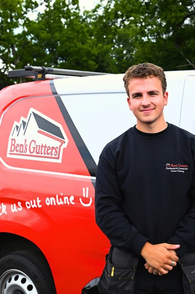 our gutter cleaner in Northern Ireland standing by company vehicle